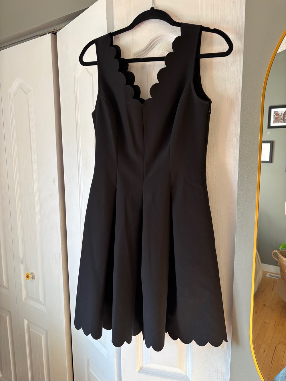 Fit and flare skater style scallop mini dress